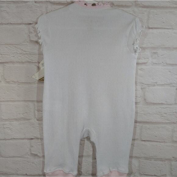 L Mother and Child by Janel Russell Vintage White Pink Sleeper Jumpsuit NWT 6M - Picture 5 of 9